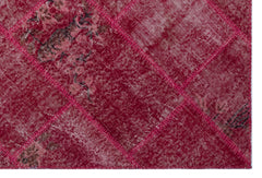 Iskece 26684 Red Patchwork Wool Handmade Area Rug 3'11" x 5'11"