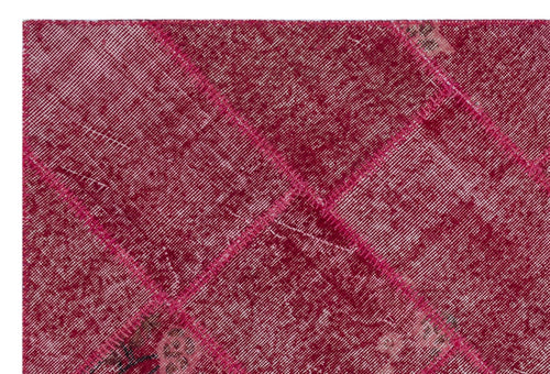 Iskece 26684 Red Patchwork Wool Handmade Area Rug 3'11" x 5'11"