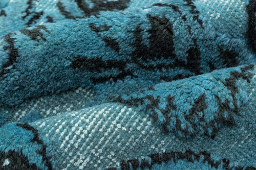 Purplea Turquoise Vintage Wool Handmade Area Rug 5'8" x 9'0"