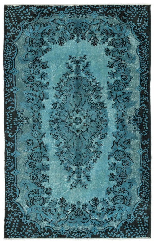 Purplea Turquoise Vintage Wool Handmade Area Rug 5'8" x 9'0"