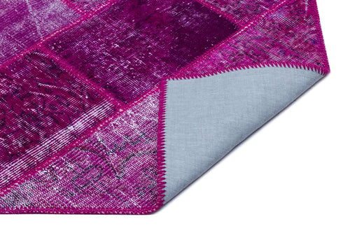 Iskece 26699 Pink Patchwork Wool Handmade Area Rug 3'11" x 5'11"