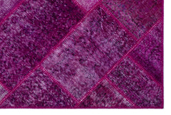 Iskece 26699 Pink Patchwork Wool Handmade Area Rug 3'11" x 5'11"