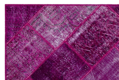 Iskece 26699 Pink Patchwork Wool Handmade Area Rug 3'11" x 5'11"