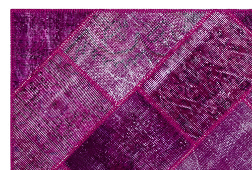 Iskece 26699 Pink Patchwork Wool Handmade Area Rug 3'11" x 5'11"
