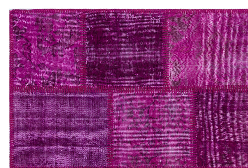 Iskece 26703 Pink Patchwork Wool Handmade Area Rug 3'11" x 5'11"