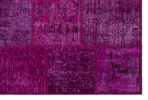 Iskece 26826 Pink Patchwork Wool Handmade Area Rug 3'11" x 5'11"