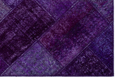 Iskece 26716 Purple Patchwork Wool Handmade Area Rug 3'11" x 5'11"
