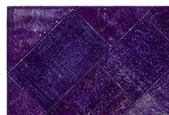 Iskece 26716 Purple Patchwork Wool Handmade Area Rug 3'11" x 5'11"