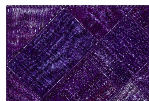 Iskece 26716 Purple Patchwork Wool Handmade Area Rug 3'11" x 5'11"