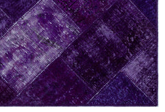 Iskece 26722 Purple Patchwork Wool Handmade Area Rug 3'11" x 5'11"