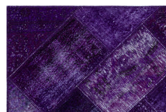 Iskece 26722 Purple Patchwork Wool Handmade Area Rug 3'11" x 5'11"