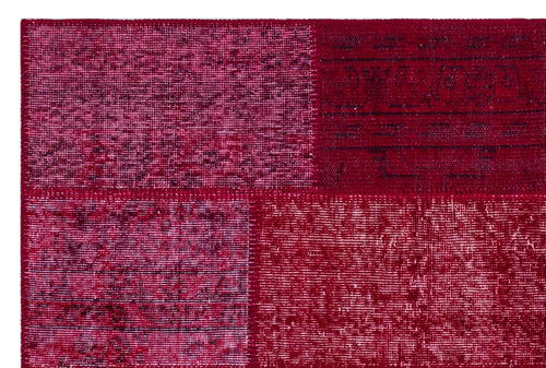 Iskece 26728 Red Patchwork Wool Handmade Area Rug 3'11" x 5'11"