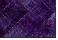 Iskece 26730 Purple Patchwork Wool Handmade Area Rug 3'11" x 5'11"