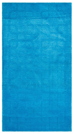 Girit Blue Striped Wool Handmade Area Rug 2'7" x 4'10"