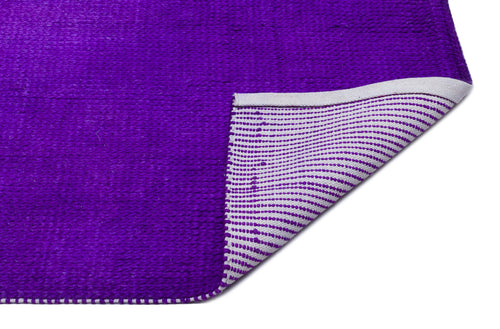 Girit Purple Striped Wool Handmade Area Rug 4'0" x 6'4"