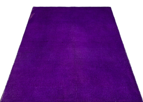 Girit Purple Striped Wool Handmade Area Rug 4'0" x 6'4"