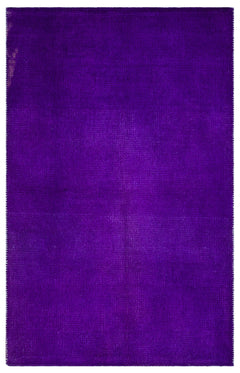 Girit Purple Striped Wool Handmade Area Rug 4'0" x 6'4"