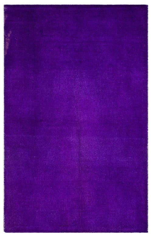 Girit Purple Striped Wool Handmade Area Rug 4'0" x 6'4"
