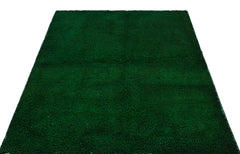 Girit Green Striped Wool Handmade Area Rug 4'5" x 6'1"