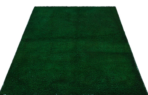 Girit Green Striped Wool Handmade Area Rug 4'5" x 6'1"