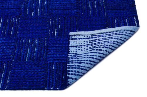 Girit Blue Striped Wool Handmade Area Rug 4'0" x 6'5"