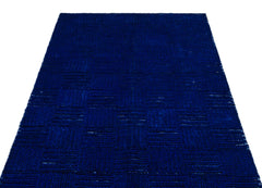 Girit Blue Striped Wool Handmade Area Rug 4'0" x 6'5"