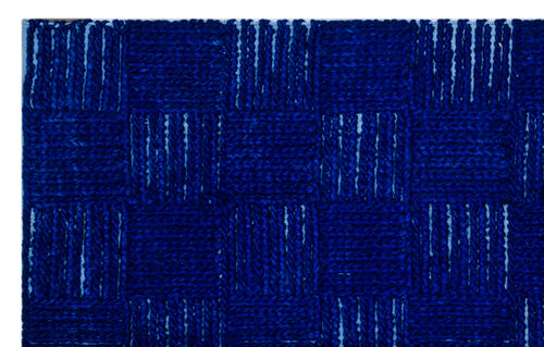 Girit Blue Striped Wool Handmade Area Rug 4'0" x 6'5"