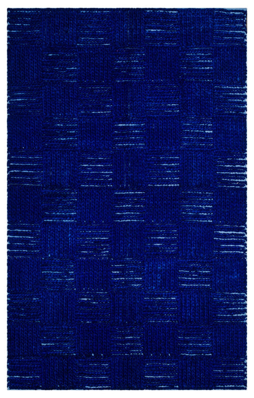 Girit Blue Striped Wool Handmade Area Rug 4'0" x 6'5"
