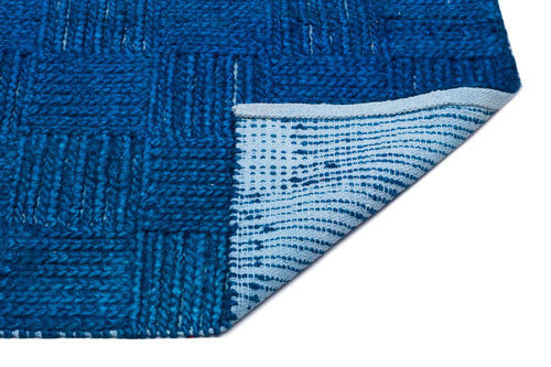 Girit Blue Striped Wool Handmade Area Rug 4'0" x 6'4"