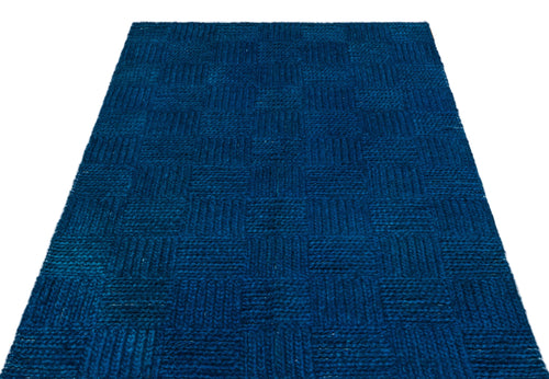 Girit Blue Striped Wool Handmade Area Rug 4'0" x 6'4"