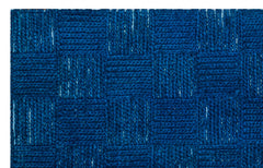 Girit Blue Striped Wool Handmade Area Rug 4'0" x 6'4"