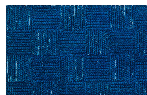 Girit Blue Striped Wool Handmade Area Rug 4'0" x 6'4"