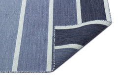 Girit Blue Striped Wool Handmade Area Rug 4'0" x 6'0"