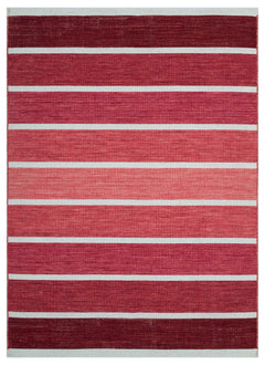 Girit Red Striped Wool Handmade Area Rug 4'2" x 5'11"