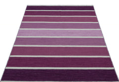 Girit 26752 Purple Striped Wool Handmade Area Rug 4'0" x 6'0"