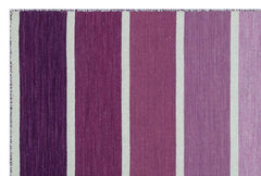 Girit 26752 Purple Striped Wool Handmade Area Rug 4'0" x 6'0"