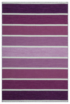 Girit 26752 Purple Striped Wool Handmade Area Rug 4'0" x 6'0"
