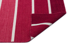 Girit Red Striped Wool Handmade Area Rug 4'0" x 5'9"
