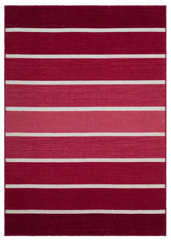 Girit Red Striped Wool Handmade Area Rug 4'0" x 5'9"