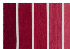 Girit Red Striped Wool Handmade Area Rug 4'0" x 5'9"