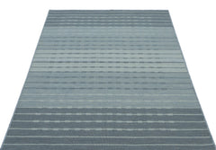 Girit Blue Striped Wool Handmade Area Rug 4'0" x 6'2"