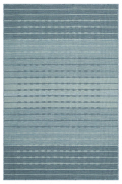 Girit Blue Striped Wool Handmade Area Rug 4'0" x 6'2"