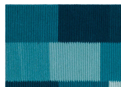 Girit Turquoise Striped Wool Handmade Area Rug 4'6" x 6'3"