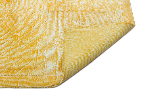 Girit Yellow Striped Wool Handmade Area Rug 5'3" x 7'5"