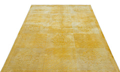 Girit Yellow Striped Wool Handmade Area Rug 5'3" x 7'5"