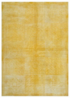 Girit Yellow Striped Wool Handmade Area Rug 5'3" x 7'5"