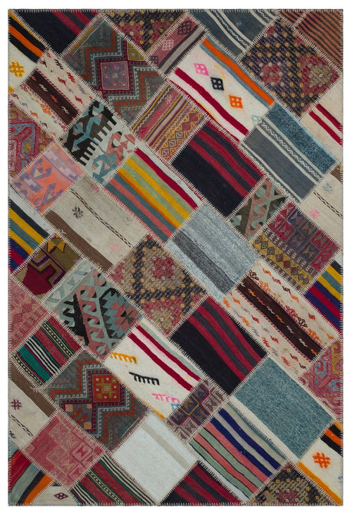 Teselya Beige Vintage Wool Handmade Area Rug 4'6" x 9'7"