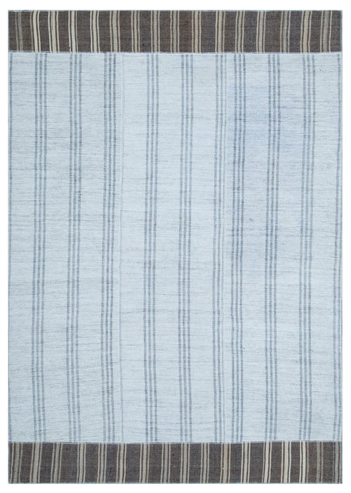 Teselya Beige Patchwork Wool Handmade Area Rug 5'4" x 7'7"