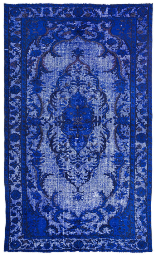 Purplea Blue Vintage Wool Handmade Area Rug 5'8" x 9'6"