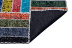 Iskece 26797 Beige Patchwork Wool Handmade Area Rug 6'6" x 9'5"